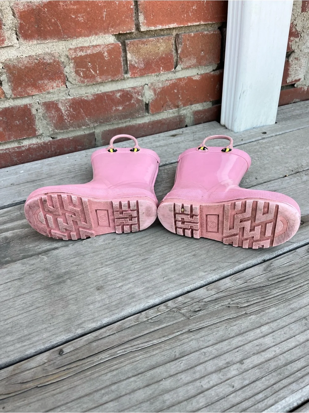 Girls Pink Flower Rain Boots with Bee Accents